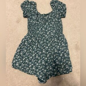 Hollister Size Medium Green Floral Romper